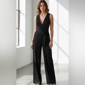 Marissa Webb Black plunge neckline Jumpsuit